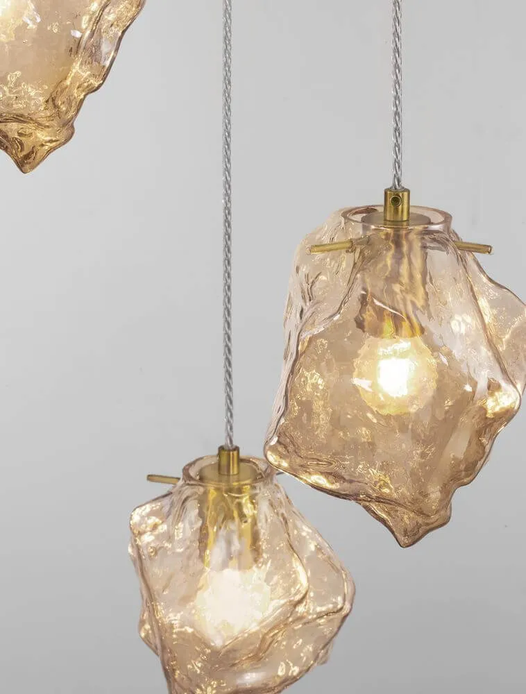 Odelle Pendelleuchte 3-flammig Ø 40cm Gold, Bernstein