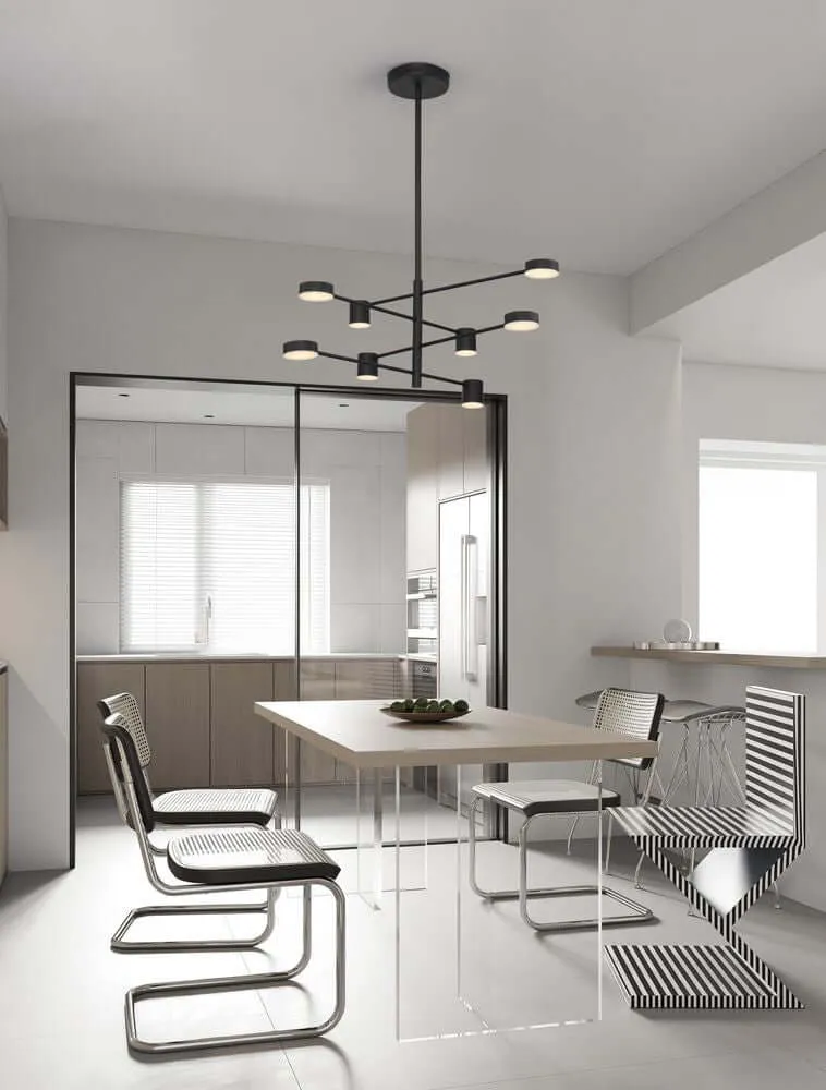 Nordik LED Pendelleuchte 8-flammig Ø 100cm 3000K Schwarz