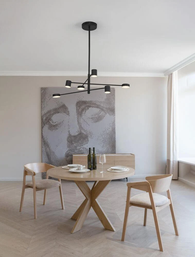 Nordik LED Pendelleuchte 6-flammig Ø 100cm 3000K Schwarz