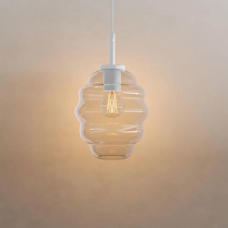 s.luce Echos Glas-Hängelampe Aufhängung 150cm Weiß