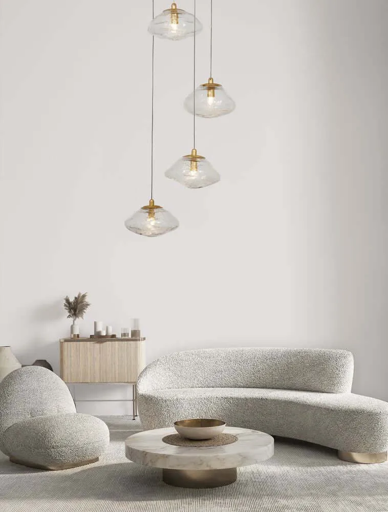King Pendelleuchte 5-flammig Ø 35cm Gold, Transparent