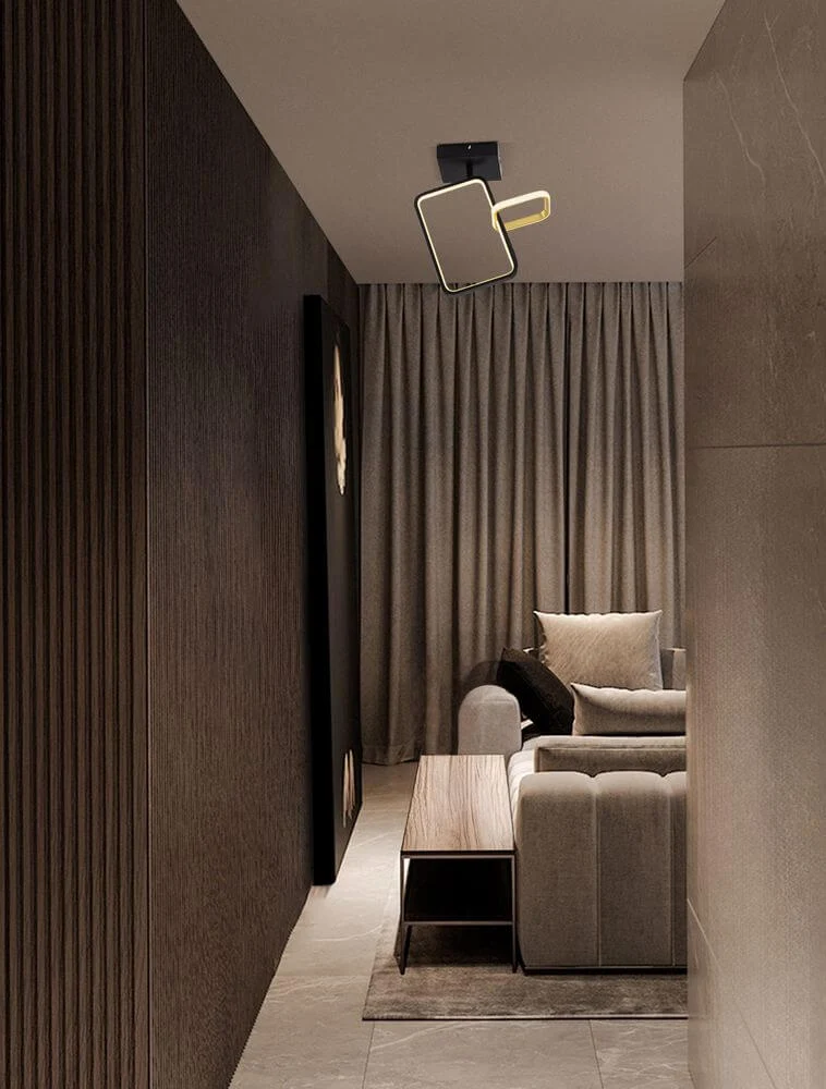 Imar LED Deckenleuchte Rechteckig 2-flammig 3200K Schwarz, Gold