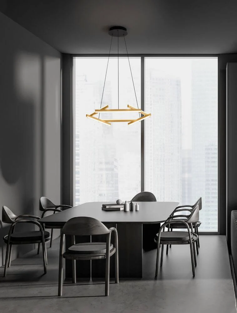Hyde LED Pendelleuchte 3000K Gold-Gebürstet, Schwarz