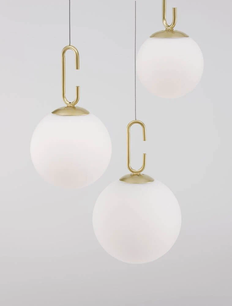 Hook LED Pendelleuchte 3-flammig Ø 39cm 3000K Gold-Gebürstet, Weiß