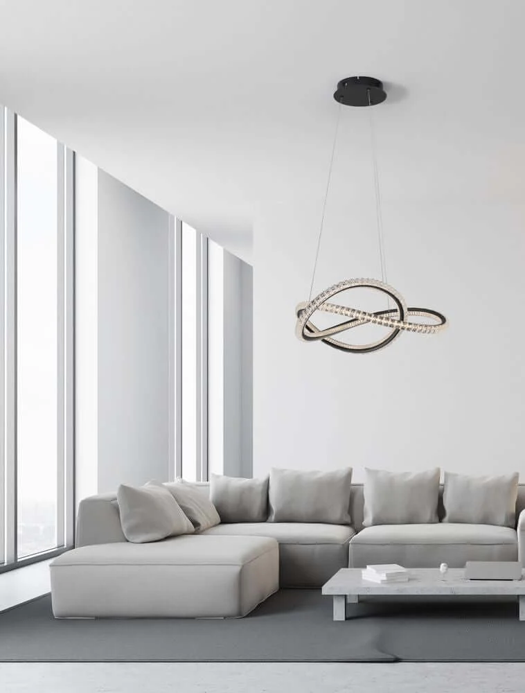 Ginevra LED Pendelleuchte Verknotet Ø 58cm 3000K Schwarz