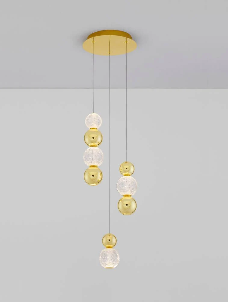 Brille LED Pendelleuchte 4-flammig Ø 30cm 3200K Gold