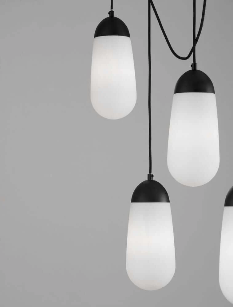 Blaky Pendelleuchte Balken 103cm 5-flammig Schwarz, Weiß