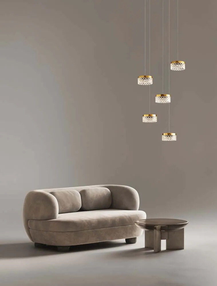 Bion LED Pendelleuchte 5-flammig Ø 50cm 3000K Gold