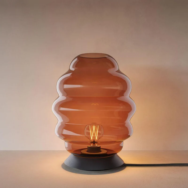s.luce Echos Glas Tischleuchte E27 mit Schalter