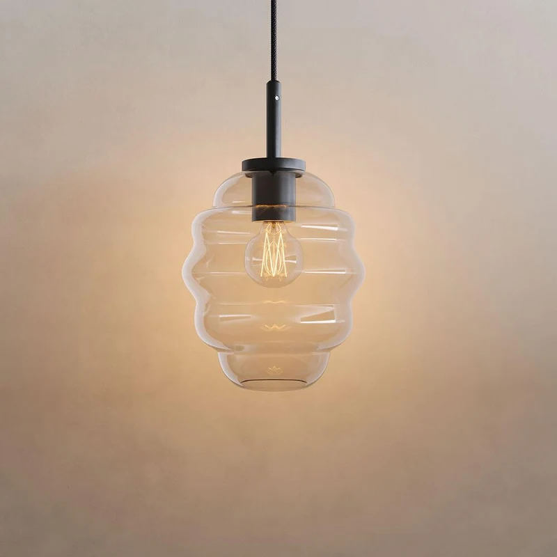 s.luce Echos Glas-Hängelampe Aufhängung 150cm Schwarz