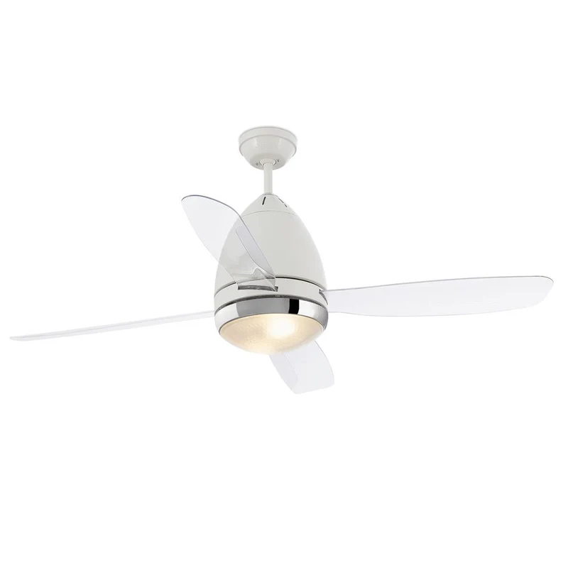 Deckenventilator FARETTO Ø 131cm 3 Flügel 2-flammig Weiß, Transparent