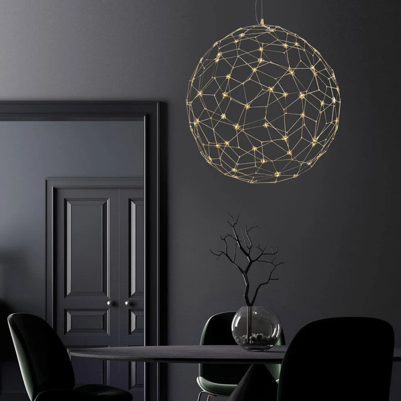 Nova Luce Sole LED-Drahtkugel Hängelampe Goldfarben