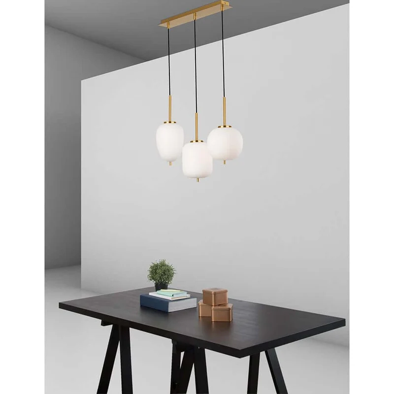Nova Luce Lato Hängeleuchte 3-flammig Gold, Opal