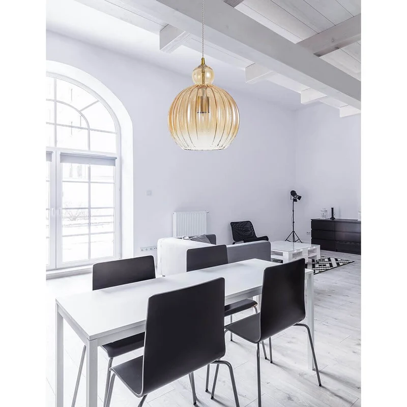 Nova Luce Lingua Pendellampe Messing, Champagner