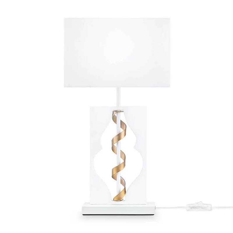 Intreccio Tischlampe Weiß, Gold