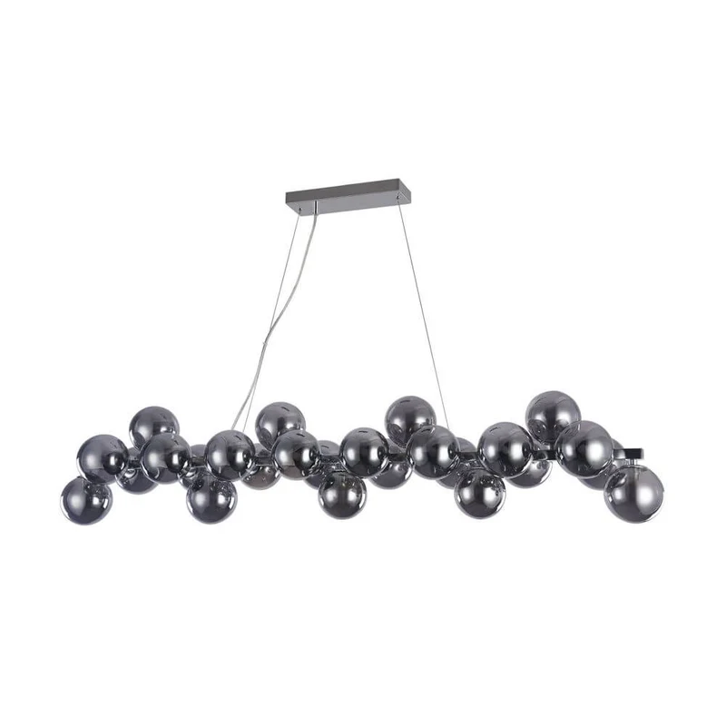 Moderne Esstischlampe Glob 120cm Chrom 25 Rauchgläser
