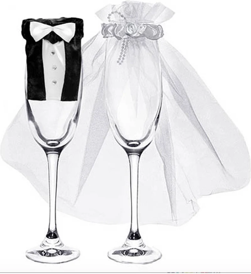 Party-decoration drinkglas kleding bruidspaar