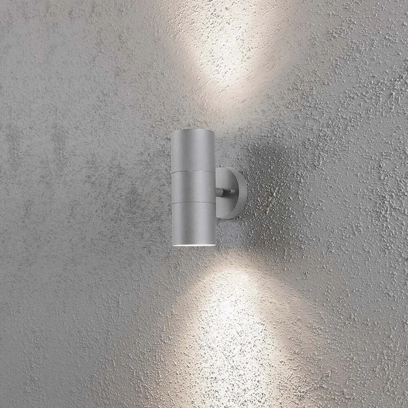 Modena Außen-Wandleuchte mit doppeltem Lichtkegel Grau, klares Glas, Reflektor