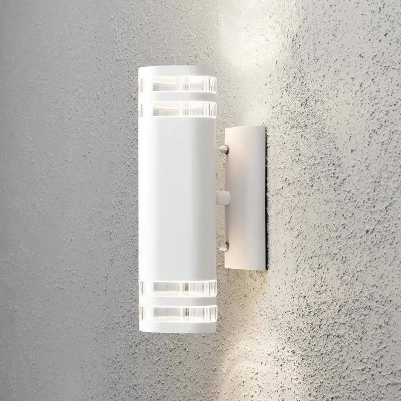 Modena Außen-Wandleuchte mit doppeltem Lichtkegel Weiß, klares Acrylglas, Reflektor
