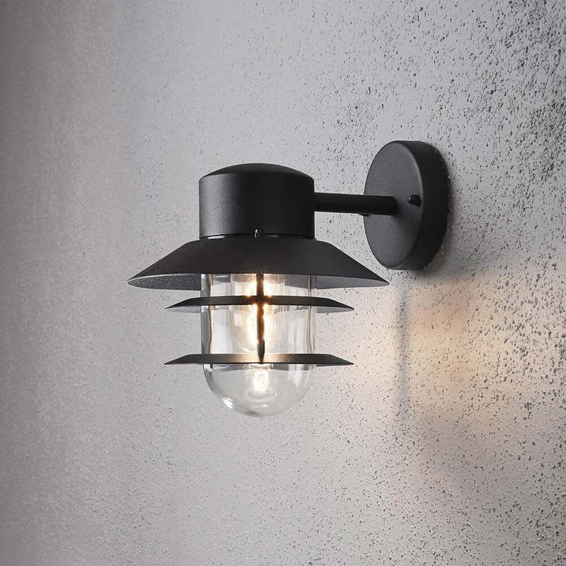 Modena Außen-Wandleuchte Schwarz, klares Glas