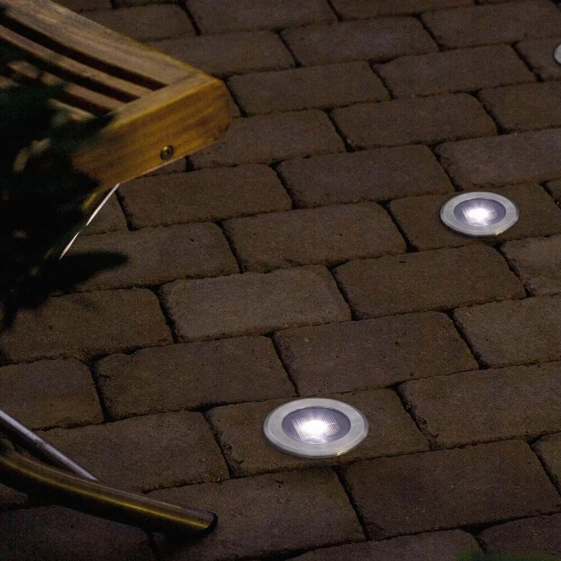 Solar LED Bodenspot Edelstahl, klares Glas