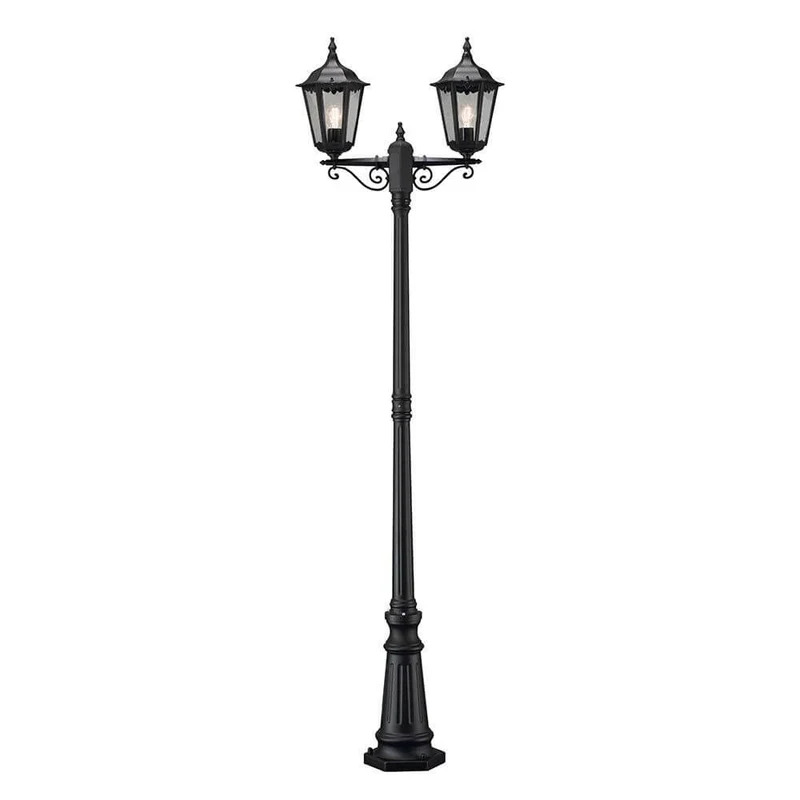Firenze Standleuchte mit 2 Leuchtenköpfen Schwarz, klares Glas
