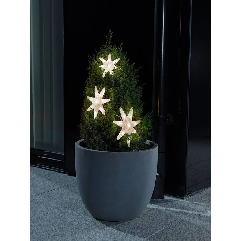 LED Lichtervorhang 3 Sterne Timer 24 Warmweiße Dioden IP44