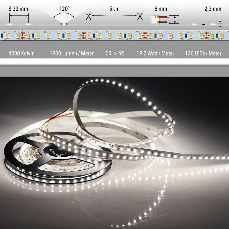 5m LED-Strip 19, 2 W/m Neutralweiß IP20