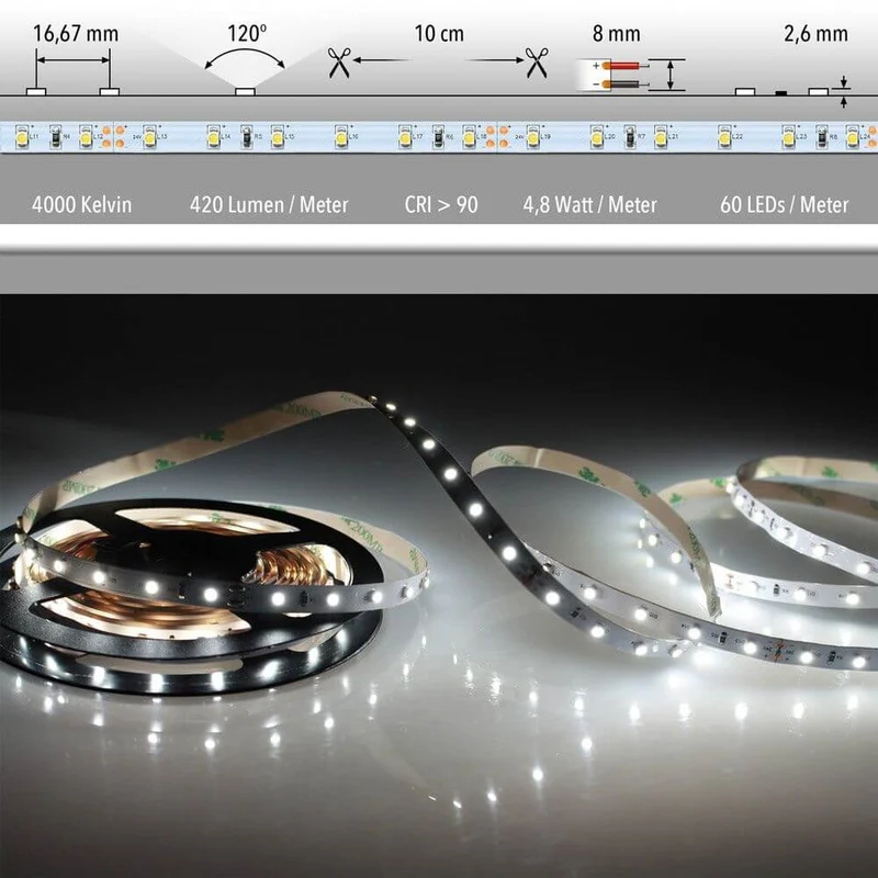 5m LED-Strip 6 W/m Neutralweiß IP63