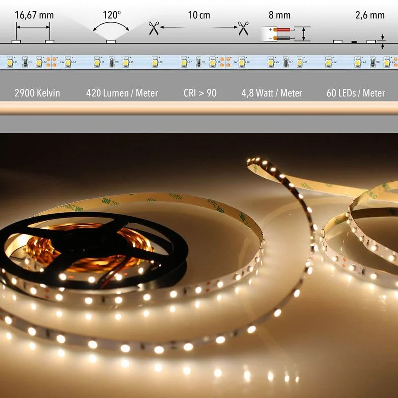 5m LED-Strip 4, 8 W/m Warmweiß IP63