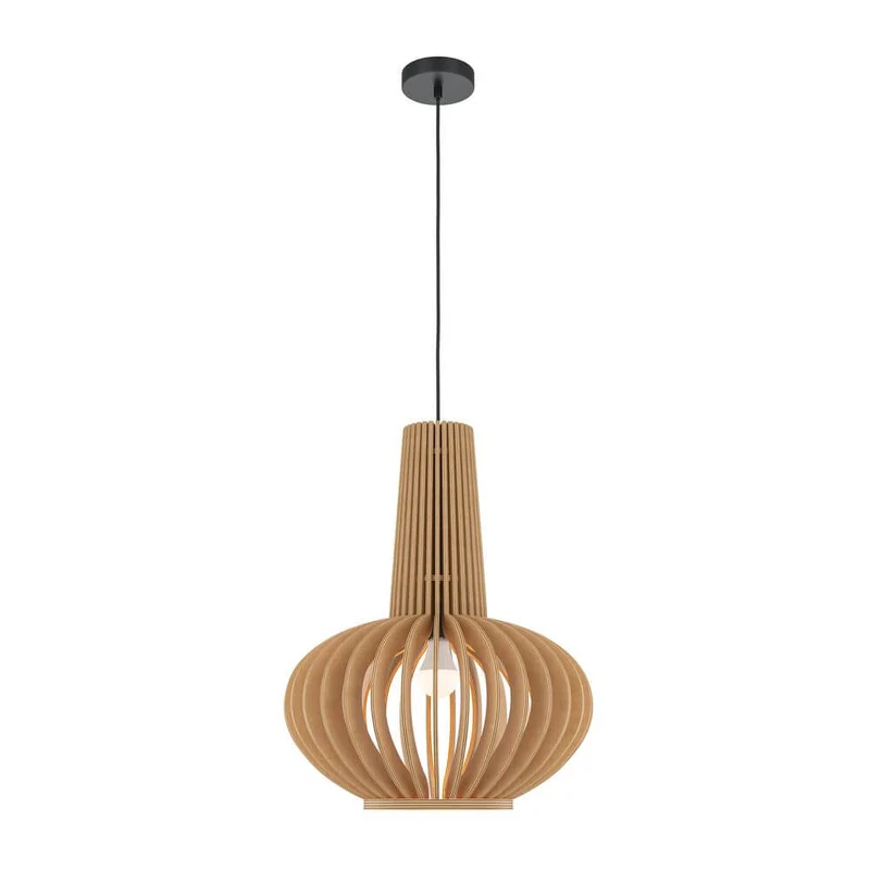 Ovale Holz Pendelleuchte Roots