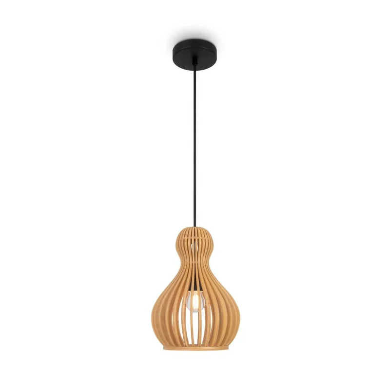 Holz Pendelleuchte Roots Bauchform