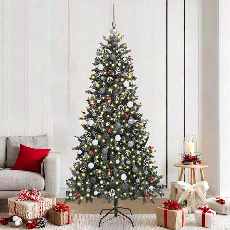 Vidaxl kunstkerstboom met 300 led groen 210 cm pvc en plastic en staal