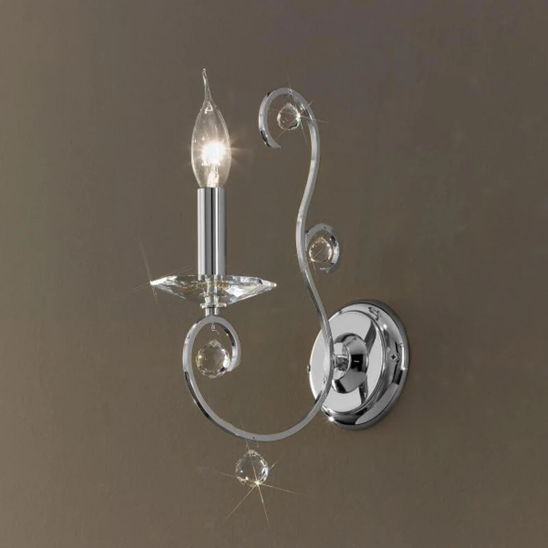 Carat Wandleuchte Chrom mit Kristallen, Chrom
