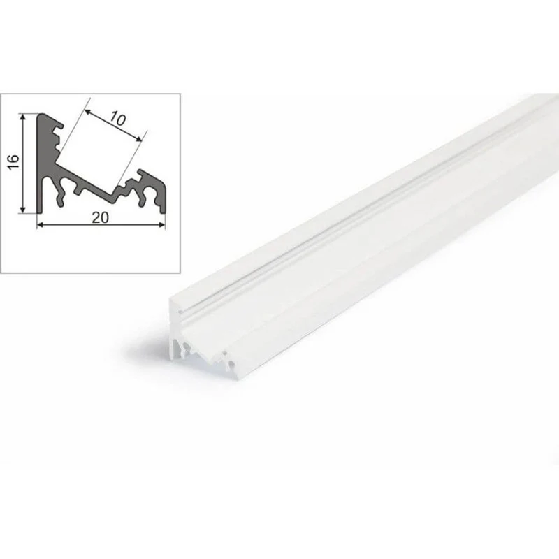 LED Aluprofil 2 Meter Corner 30° Weiß ohne Abdeckung