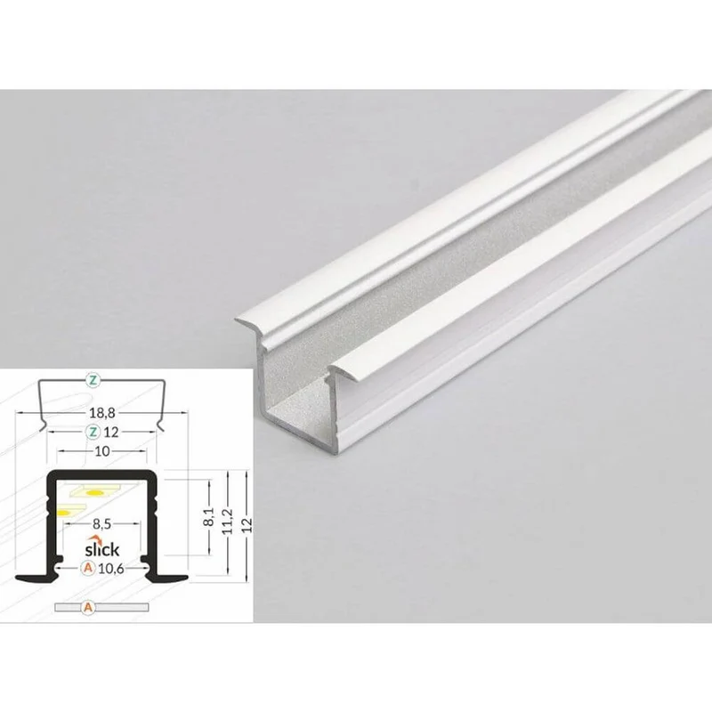 Einbauprofil 200cm Weiß ohne Abdeckung für LED-Strips