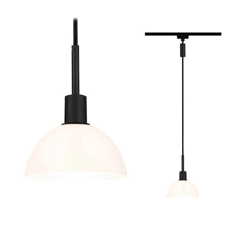 U-Rail Pendelleuchte Sarrasani Dimmbar Schwarz-Matt, Opal