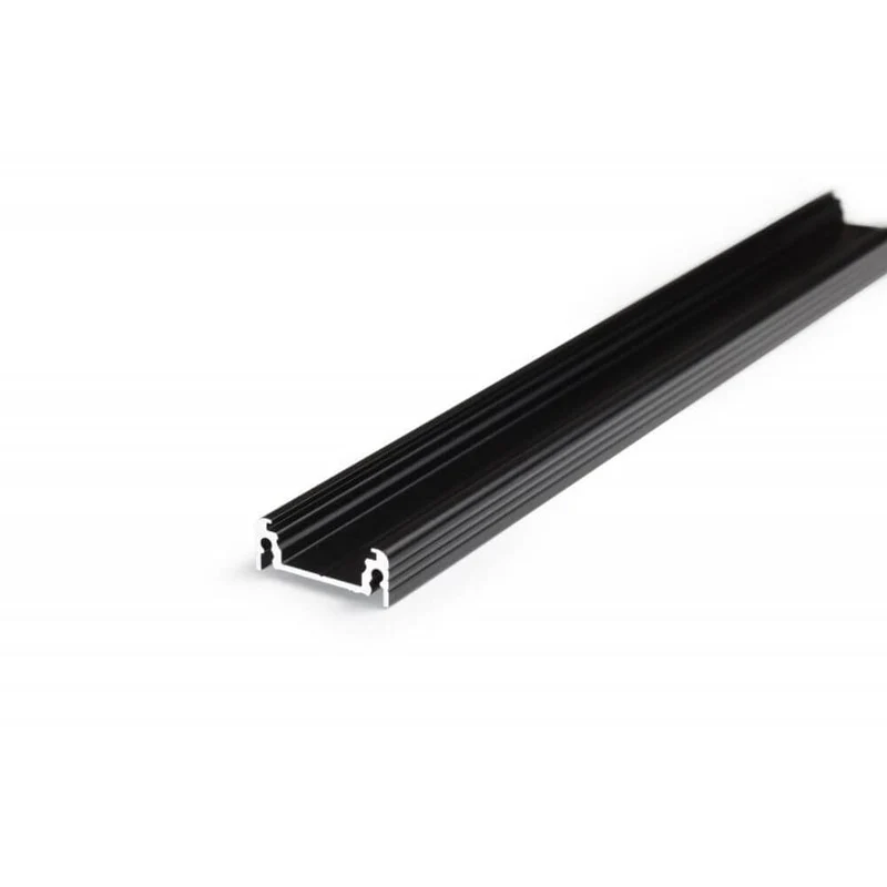 Aufbauprofil flach 200cm Schwarz ohne Abdeckung für LED-Strips