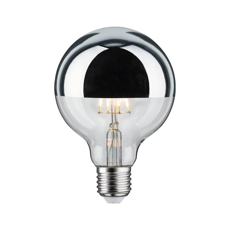E27 4,8W LED Globe 2700K Kopfspiegel Silber