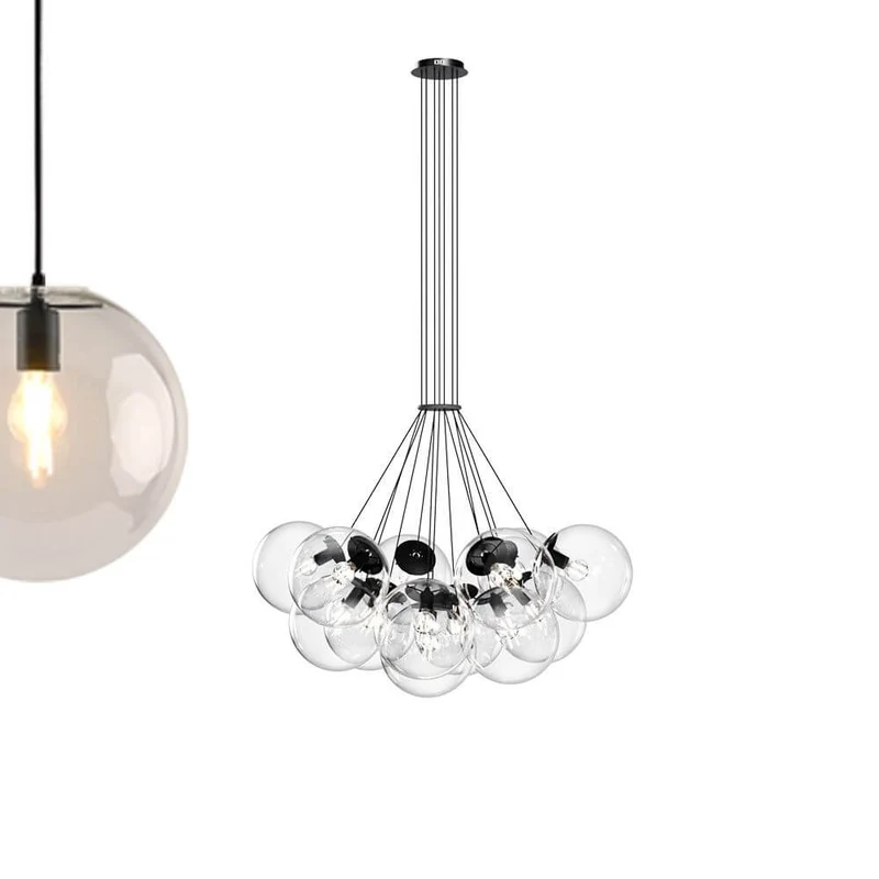 s.luce Orb Cluster Glaskugel Galerieleuchte Pendellampe 13-flammig
