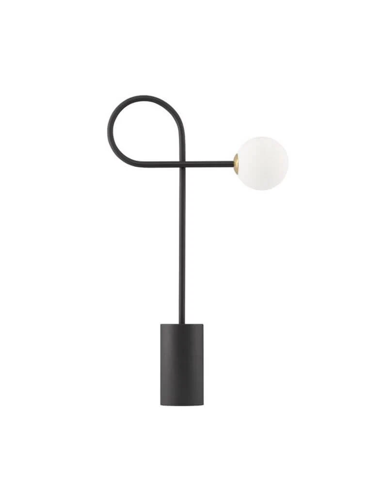 Dedalo Tischlampe Schwarz Glas Opal