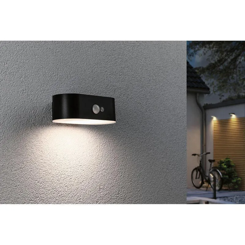 Solar LED Außenwandleuchte Adya Sensor Schwarz
