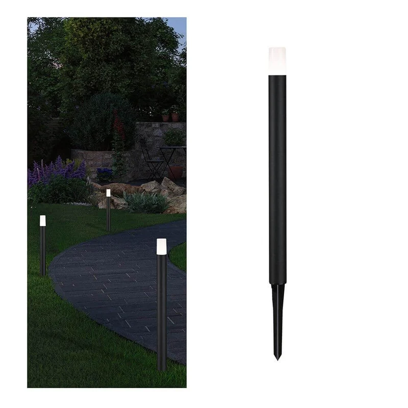 Plug & Shine LED Spieß-Pollerleuchte Flarea Schwarz IP65