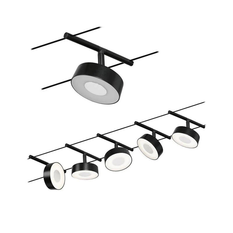 CorDuo LED Seilsystem Circle Basis-Set Schwarz-Matt, Chrom