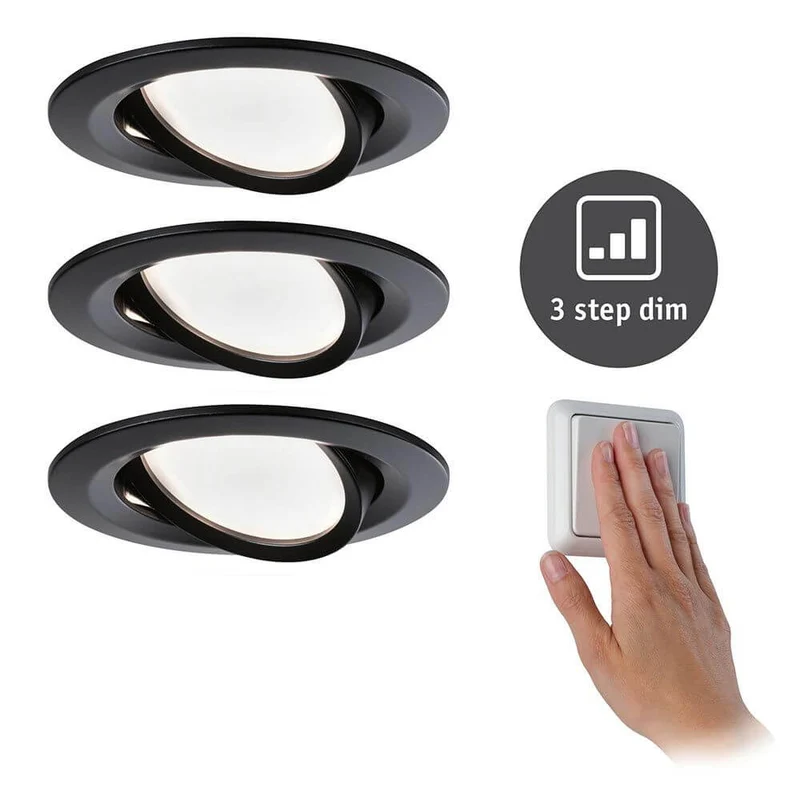 LED Einbauleuchte Nova LED Schwarz mit 3 Stufen-Dimmer