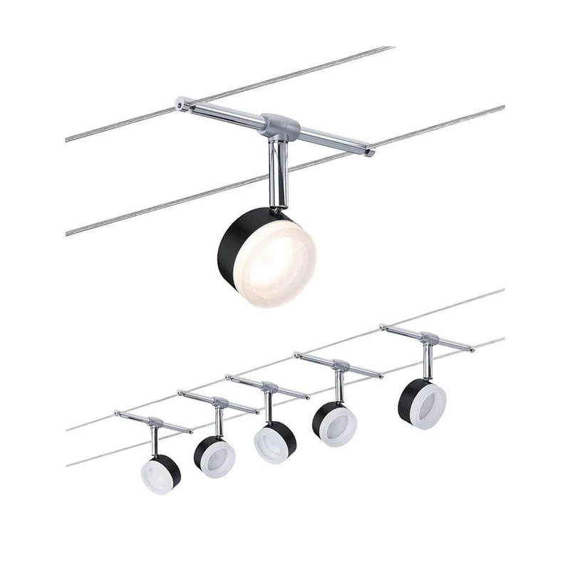 CorDuo LED Seilsystem Clear Basis-Set Schwarz, Chrom