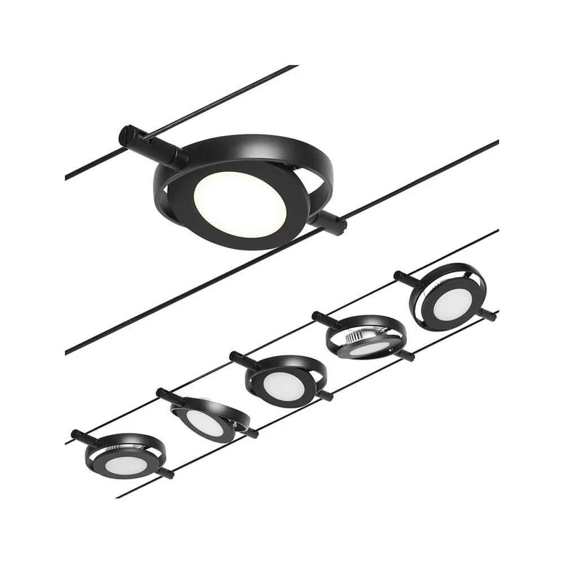 CorDuo LED Seilsystem Round Mac Basis-Set Schwarz, Chrom