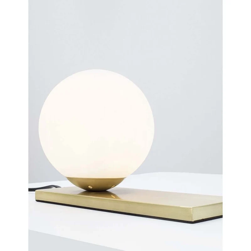 Grus Kugel-Tischlampe Messing, Weiß