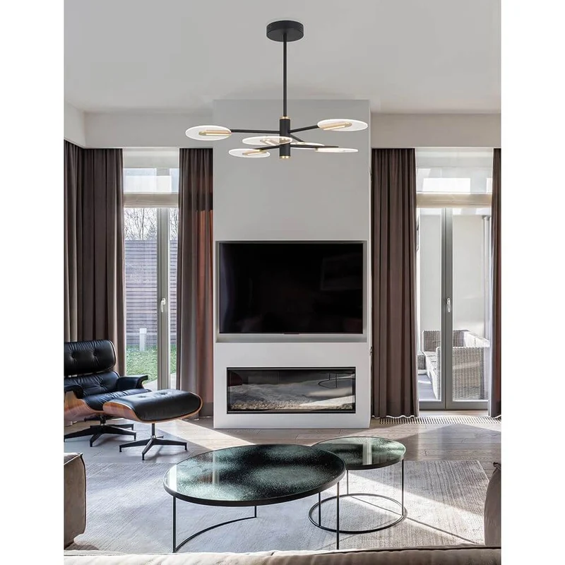 Genti LED Hängelampe Schwarz, Gold