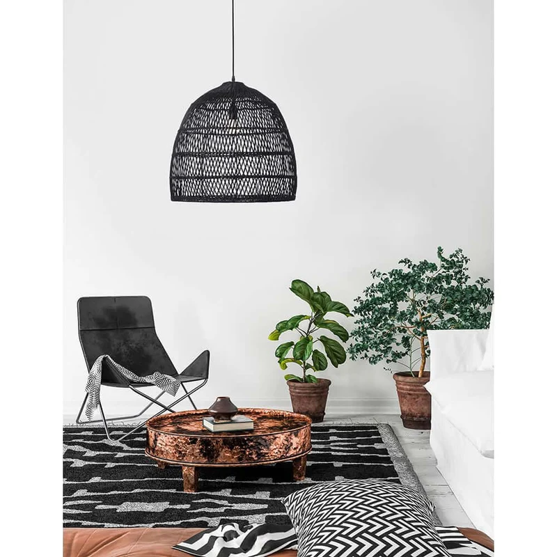 Destin Hängeleuchte Ø 53cm Rattan Schwarz